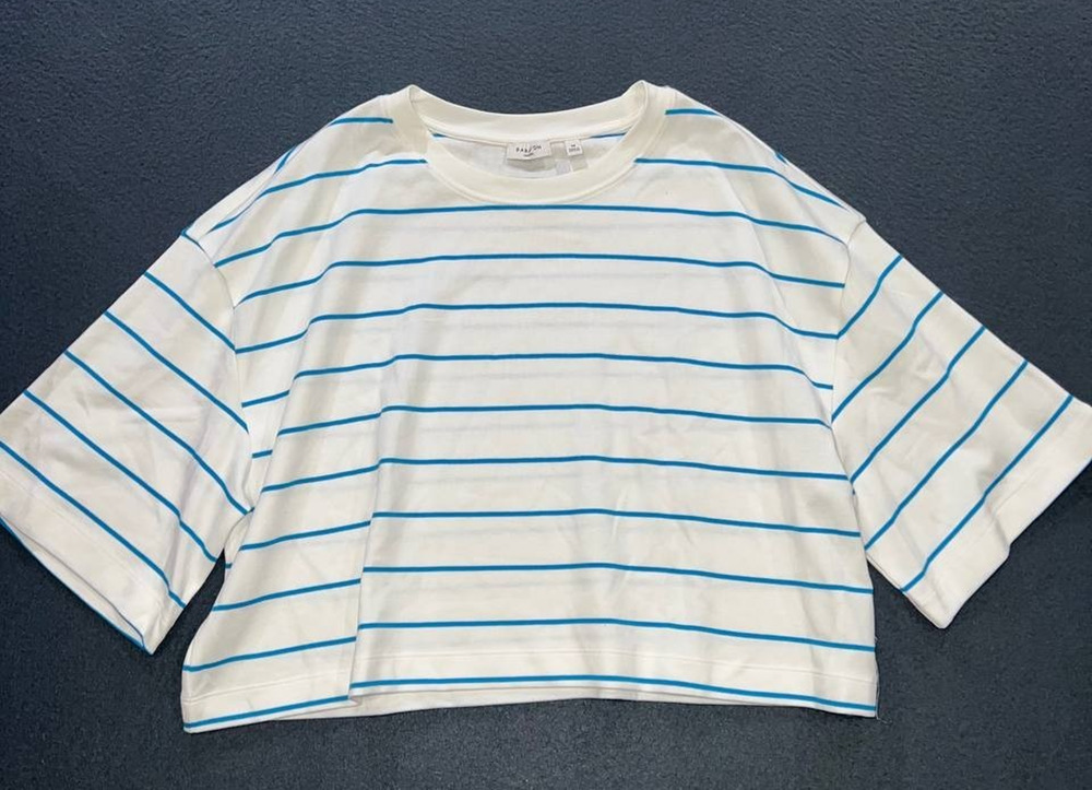 Babaton Aritzia Inter Lock Cotton Function T-Shirt White Blue Splsh M A010626